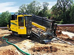 Directional drilling rig laying duct