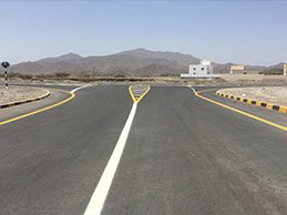 Completed road with lane markings